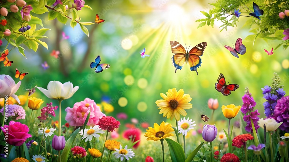 A Tapestry of Blossoms: A Whimsical Spring Garden Generative AI A Tapestry of Blossoms: A Whimsical Spring Garden Generative AI