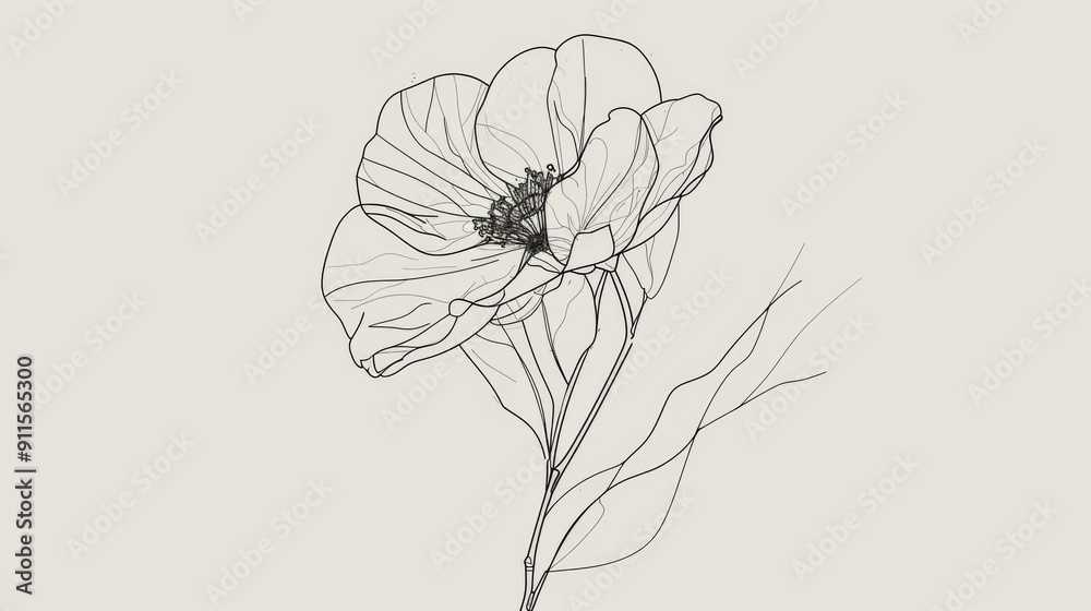 Naklejka premium A minimalist continuous line drawing of a flower