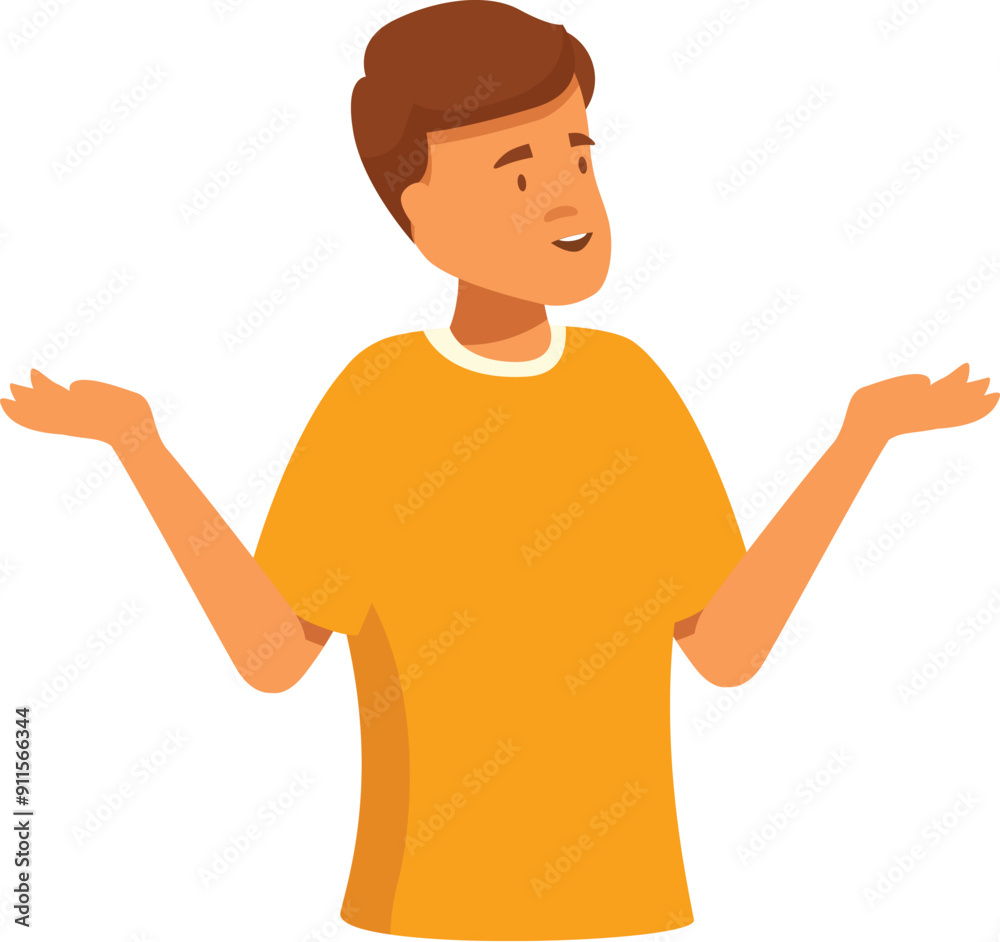 Young man is shrugging and looking away with his palms open Young man is shrugging and looking away with his palms open