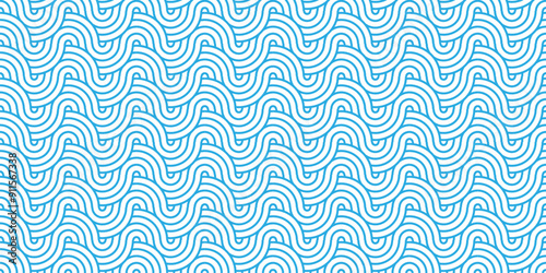 Vector overlapping Pattern Minimal diamond geometric blue color spiral line waves abstract wave line. seamless blue tile stripe overlap creative retro circle line fabric pattern white background.