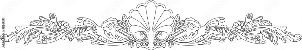 Vector sketch illustration silhouette design detail ornate ornament engraving floral classic vintage ethnic