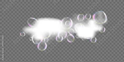 Underwater fizzing bubbles, soda or champagne carbonated drink, sparkling water isolated on white background.