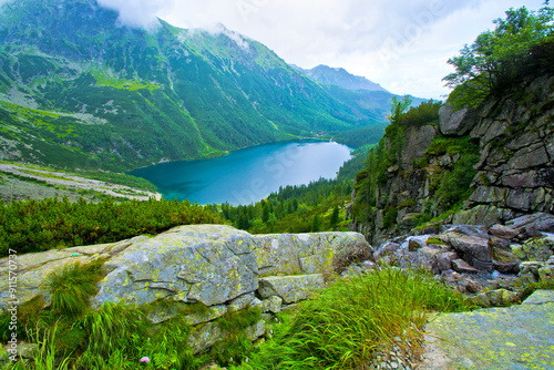 lake and mountains