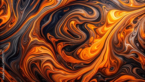 Abstract Marble Swirls in Fiery Hues generative AI