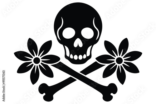 skull and crossbones on a white background silhouette vector illustration