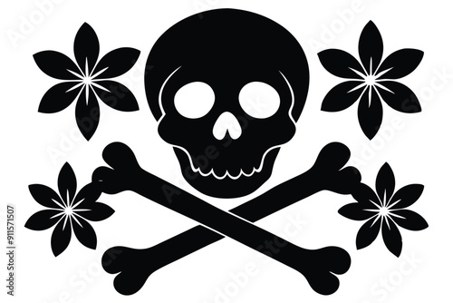 skull and crossbones on a white background silhouette vector illustration