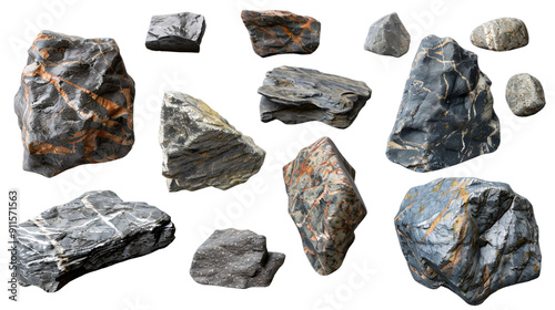 set of stone rocks clipping path