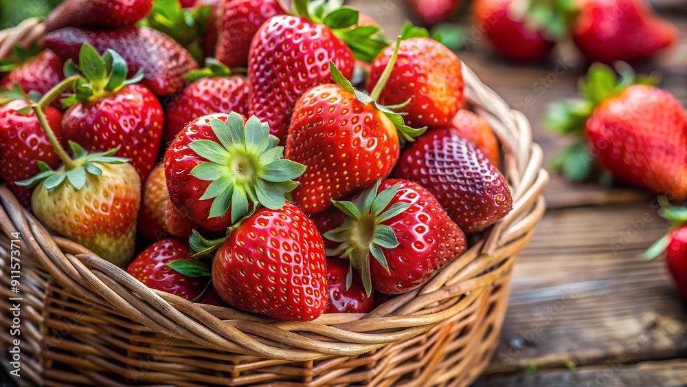 A Basketful of Crimson Delights: A Still Life of Fresh Strawberries Generative AI A Basketful of Crimson Delights: A Still Life of Fresh Strawberries Generative AI