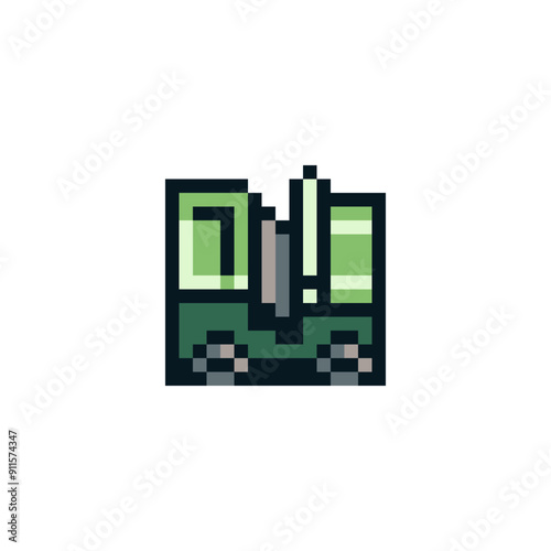 Car colorful cabriolet icon. Retro pixel art style. 8-bit. Game assets. Isolated abstract vector illustration.
