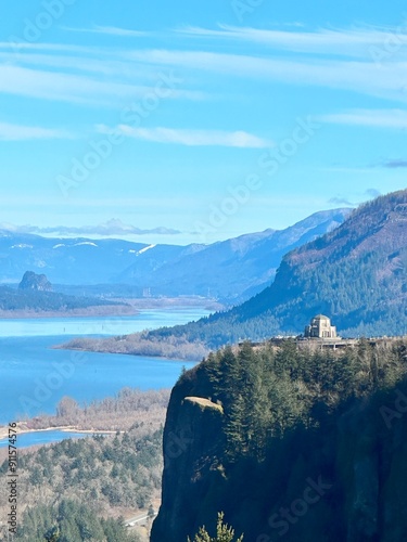 Oregon Columbia Gorge on sunny day