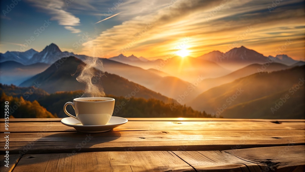 Golden Hour Glow on a Mountaintop Coffee Break Generative AI Golden Hour Glow on a Mountaintop Coffee Break Generative AI