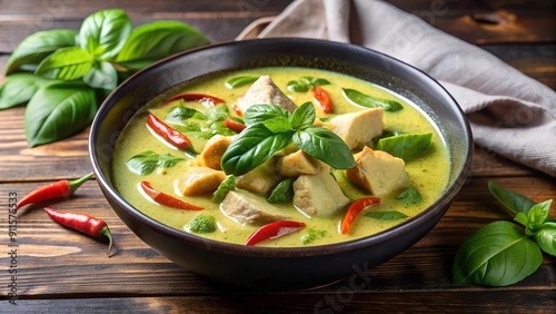 Aromatic Green Curry Chicken with Basil: A Culinary Symphony of Flavors Generative AI