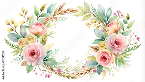 Whimsical Watercolor Floral Wedding Invitation  Generative AI