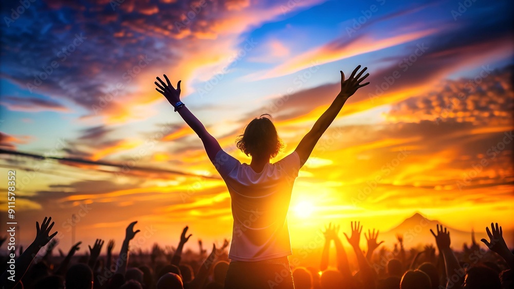 Golden Hour Symphony: A Silhouette of Joy in the Setting Sun AI generated Golden Hour Symphony: A Silhouette of Joy in the Setting Sun AI generated