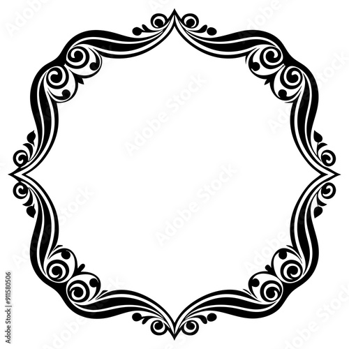 Modern Vector Corner Pattern Border Frames - Black Silhouette Line Art Design for Logos and Clipart