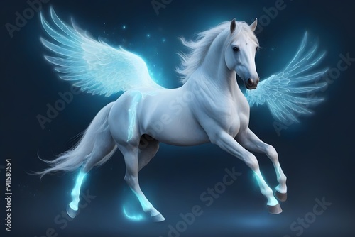 White Pegasus with Glowing Wings photo