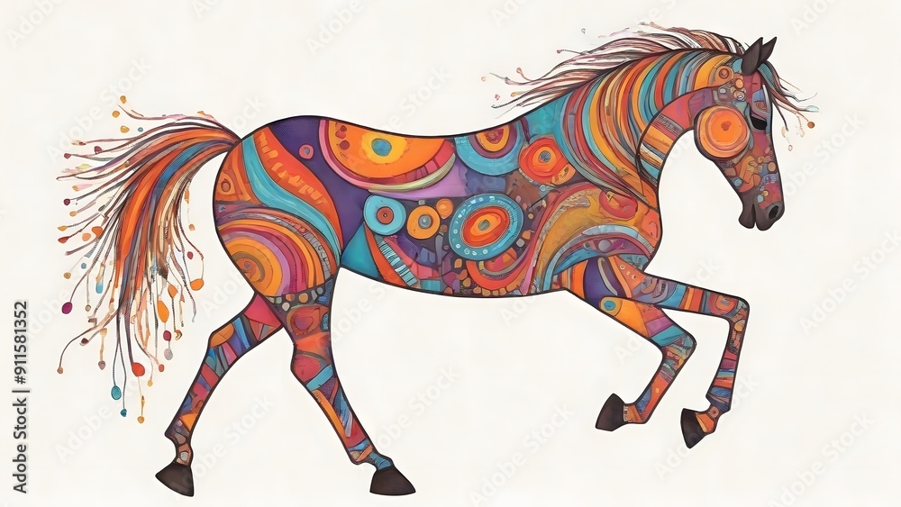Obraz premium Colorful Horse Illustration