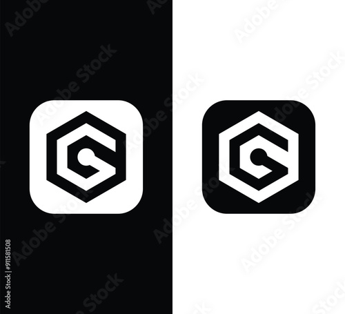 Hexagon G letter logo design vector