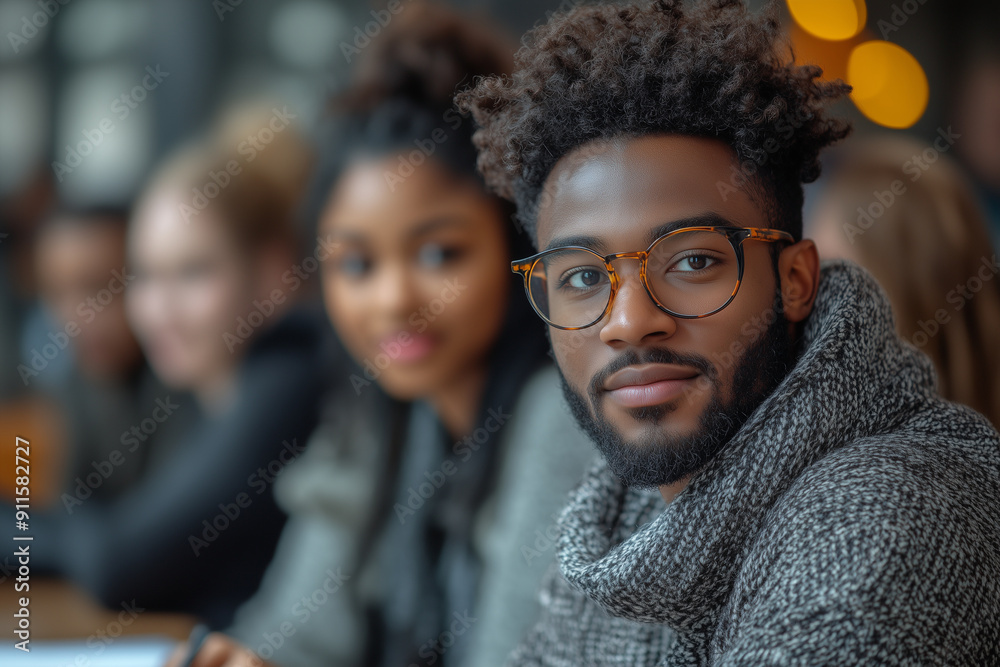 Obraz premium Workers in a modern office, reviewing a business contract with serious expressions