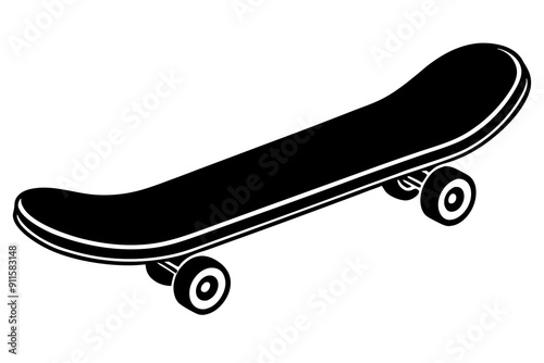 Skateboard icon silhouette vector, skateboard sport illustration

