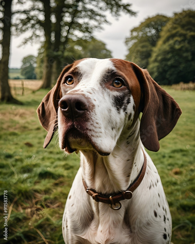 Retrato perro de caza en la naturaleza