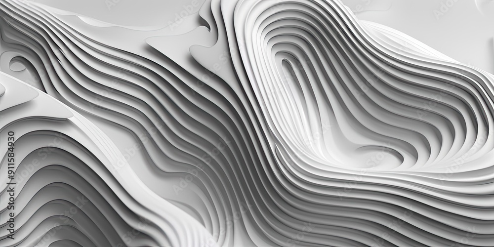 Abstract white wavy lines and curves.