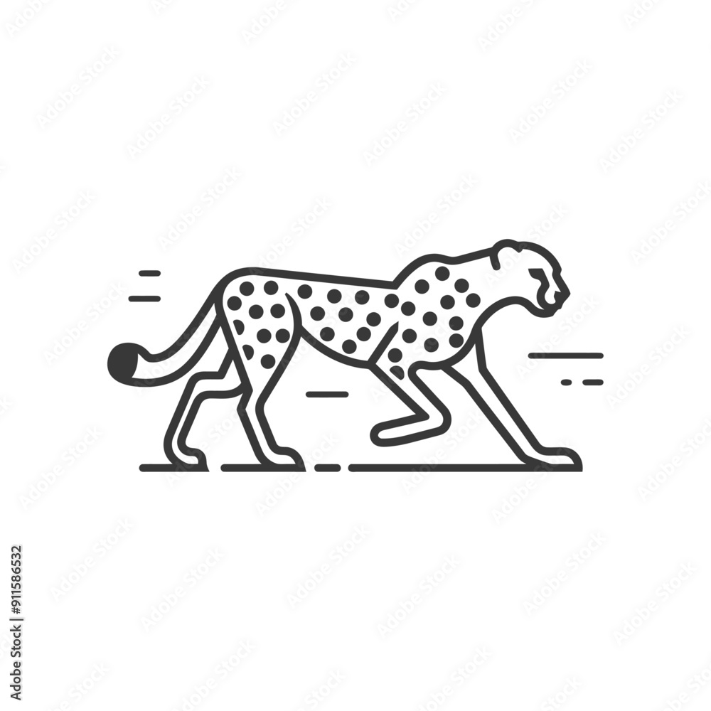 Line Art Illustration of a Cheetah Running Line Art Illustration of a Cheetah Running