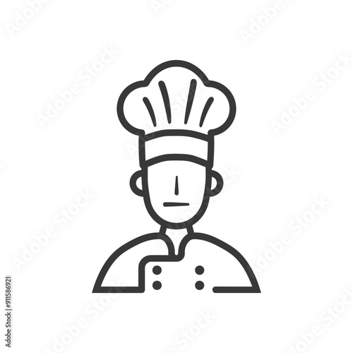 Line art illustration of a chef wearing a toque