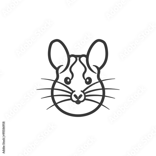 Line art illustration of a chinchillas face