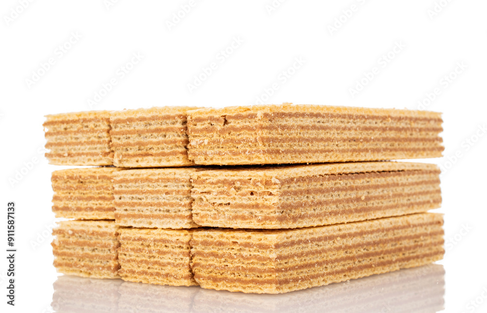 Several vanilla wafers, macro, isolated on white background. Several vanilla wafers, macro, isolated on white background.