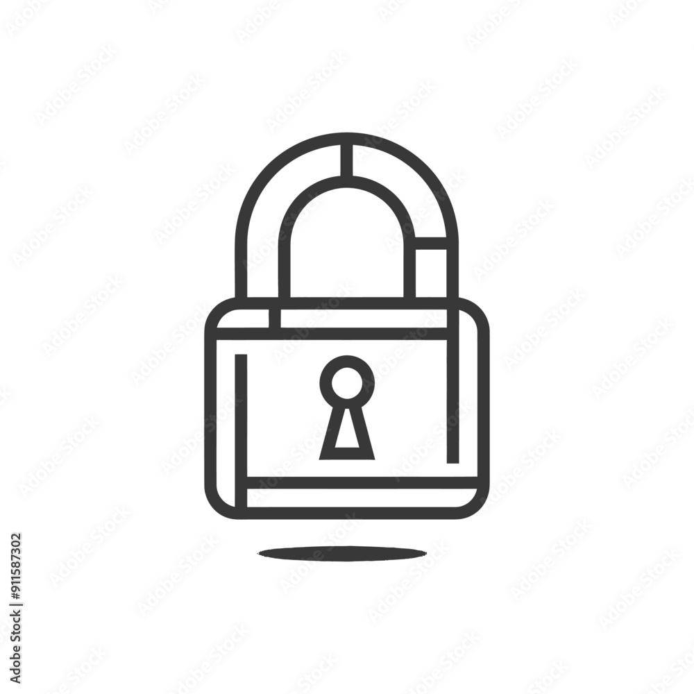 Line Art Illustration of a Closed Padlock Line Art Illustration of a Closed Padlock