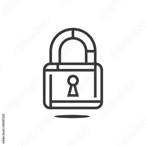 Line Art Illustration of a Closed Padlock