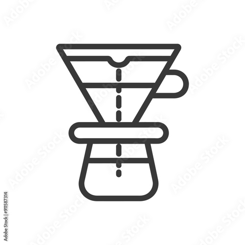 Line art illustration of a coffee pour over brewing device