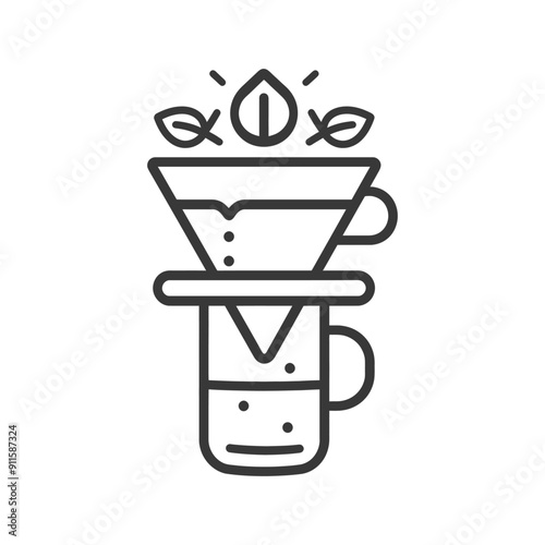 Line Art Illustration of a Coffee Maker with a Filter