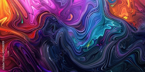 Abstract colorful liquid swirls.