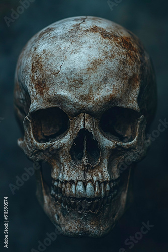 Realistic human skull, Generative AI