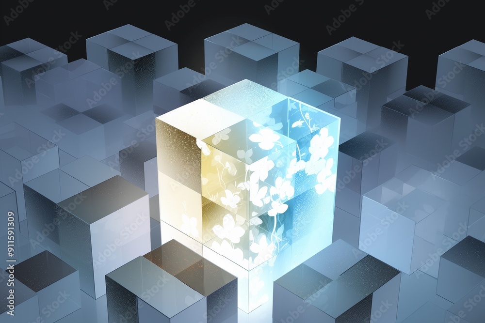 Stand out from crowd with creative idea, one light box glowing light box Stand out from crowd with creative idea, one light box glowing light box