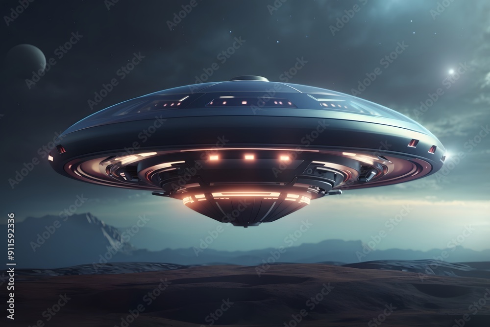 Unidentified flying object - UFO. Science Fiction image concept of ufology and life out of planet Earth. 3D illustration.
Unidentified flying object - UFO. Science Fiction image concept of ufology and life out of planet Earth. 3D illustration.