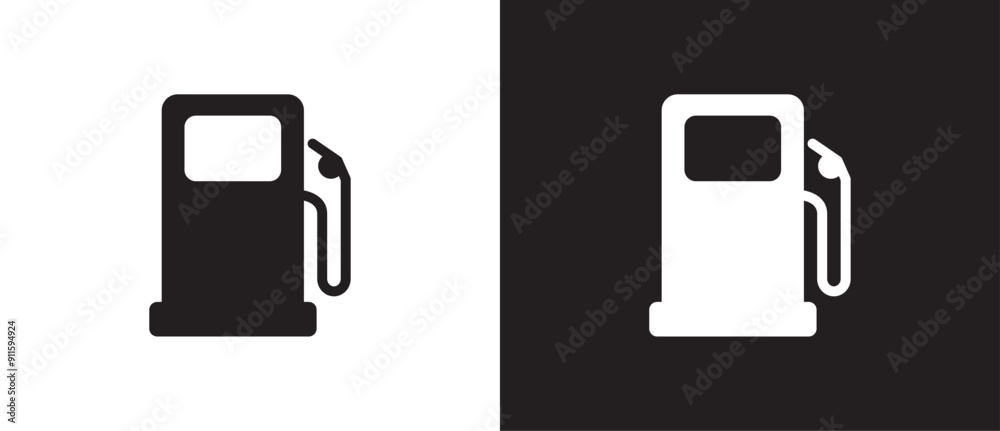 Gas station flat icon, vehicle fuel oil pump icon in line shape, fuel pump simple icon, fuel pump nozzle symbol vector illustration on black and white background. Eps10 Gas station flat icon, vehicle fuel oil pump icon in line shape, fuel pump simple icon, fuel pump nozzle symbol vector illustration on black and white background. Eps10