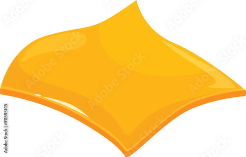 Single slice of processed cheese melting on a white background