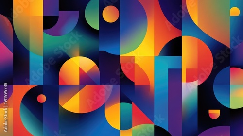 Gradient geometric shapes forming a dynamic pattern