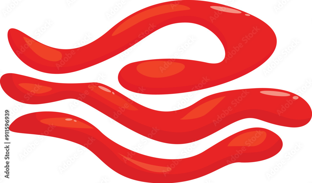 Red ketchup sauce splashing forming a delicious shape Red ketchup sauce splashing forming a delicious shape