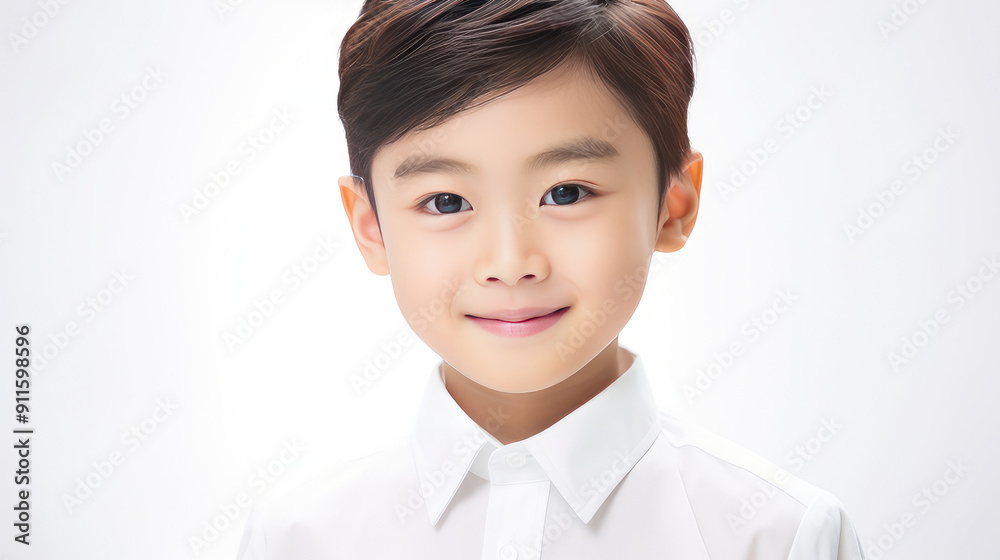 Portrait of a cute handsome happy Asian boy child with perfect skin, white background, banner. Portrait of a cute handsome happy Asian boy child with perfect skin, white background, banner.
