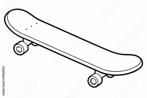skateboard line art vector, skateboard outline drawing illustration
