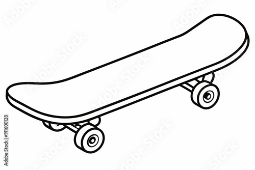 skateboard line art vector, skateboard outline drawing illustration
