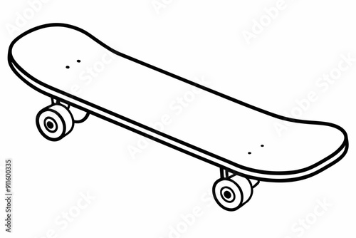 skateboard line art vector, skateboard outline drawing illustration
