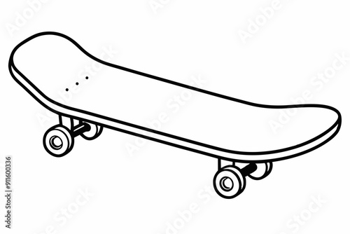 skateboard line art vector, skateboard outline drawing illustration
