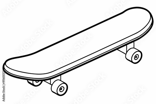 skateboard line art vector, skateboard outline drawing illustration
