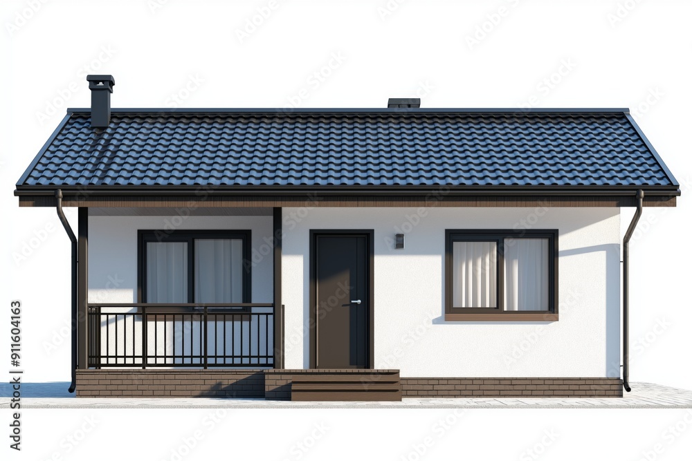 Front view of a simple house isolated on a white background Front view of a simple house isolated on a white background