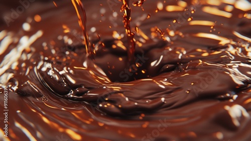 Close Up of Chocolate Dripping and Splashing